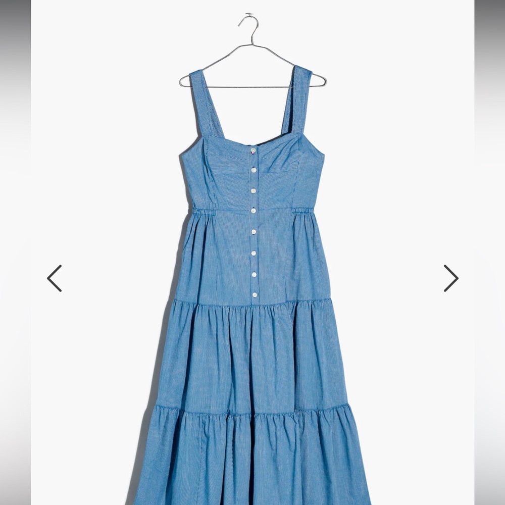 Madewell Button-Front Tiered Midi Dress in Stripe